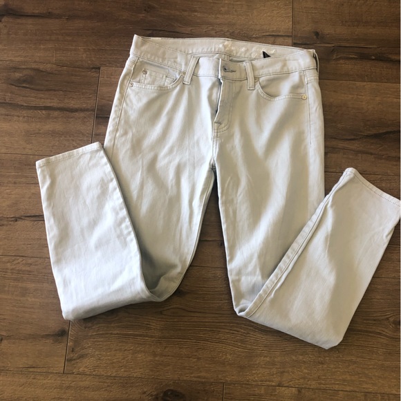FOR ALL 7 MANKIND CROPPED SKINNY JEANS IN VERY LIGHT BLUE GRAY COLOUR SIZE 26 - Picture 5 of 8